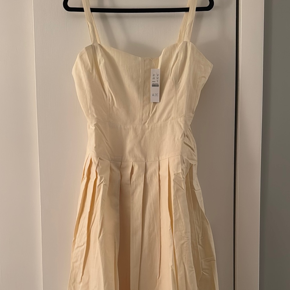 J Crew pleated drop-waist dress in crinkle cotton blend